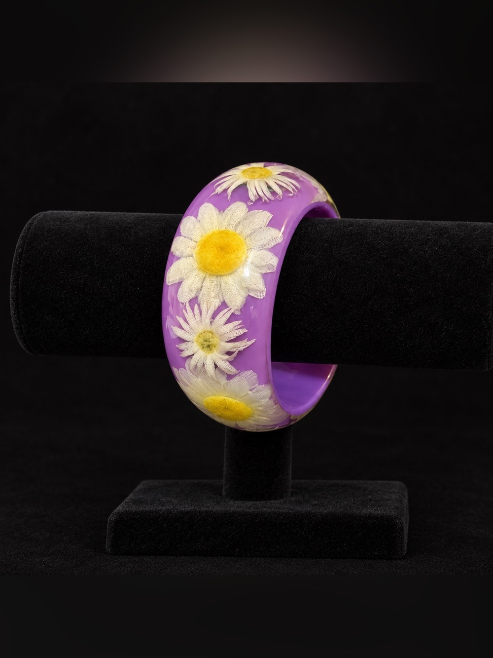 Purple Acrylic Daisy Bangle Bracelet
